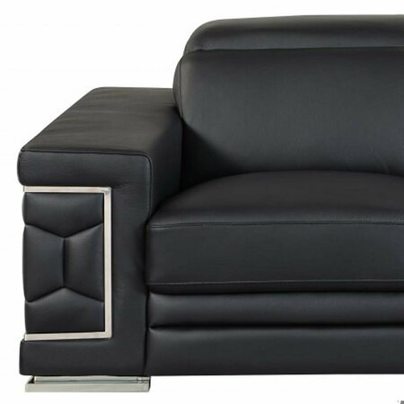 Homeroots 71 x 41 x 29 in. Modern Black Leather Sofa & Loveseat 343844